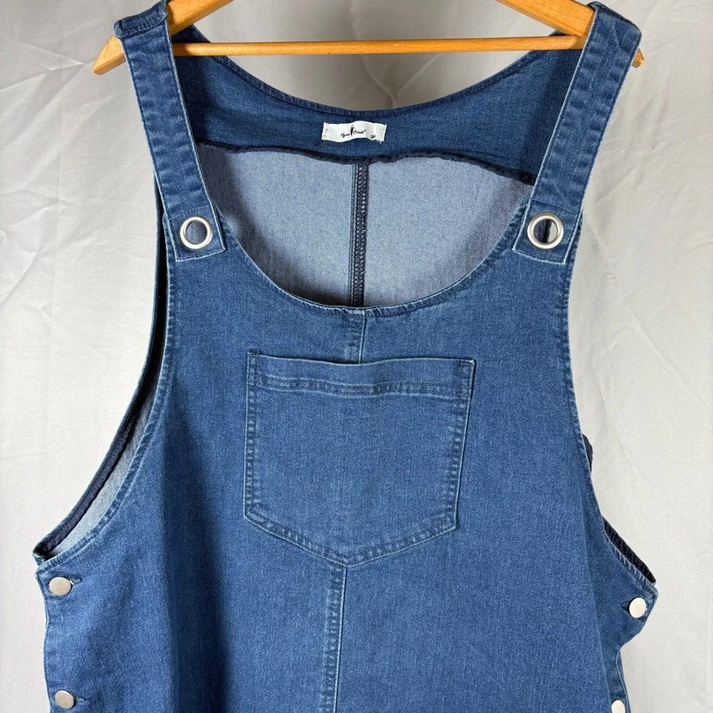 Agnes Orinda Denim Overall‎ Pinafore Bib Jumper Dress Plus Size 3X Blue Pocket